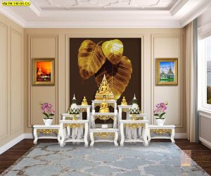 ภาพใบโพธิ์สีทอง พื้นหลังสีน้ำตาล