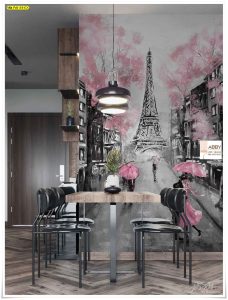 วอลเปเปอร์ติดผนัง ลายภาพวาดหอไอเฟล