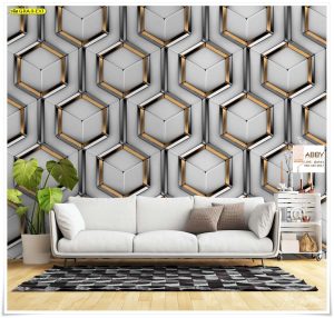 วอลเปเปอร์แต่งห้อง ลายกราฟิกมีขอบ