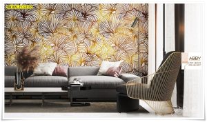 Wallpaper แต่งห้องหรูหราสีน้ำตาลทอง