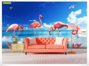 วอลเปเปอร์ตกแต่งห้องลายนกฟามิงโก้