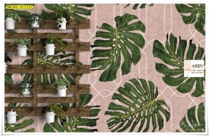 Wallpaper แต่งห้องลายใบไม้