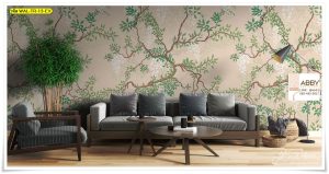 ภาพแคนวาสลายกิ่งไม้และใบไม้