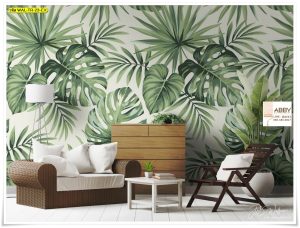 Wallpaper แต่งห้องลายใบไม้