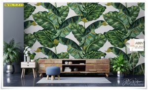 Wallpaper แต่งห้องขนาดใหญ่ ลายใบไม้