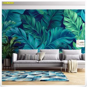 พิมพ์วอลเปเปอร์ ตกแต่งภายในห้อง ลายใบไม้