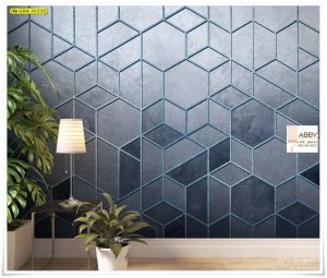 วอลเปเปอร์แต่งผนังสีน้ำเงิน ลายรวงผึ้ง