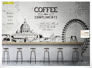 วอลเปเปอร์แต่งคาเฟ่ลายตึก