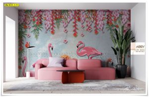 ภาพแคนวาสติดผนังลายนกฟลามิงโก้