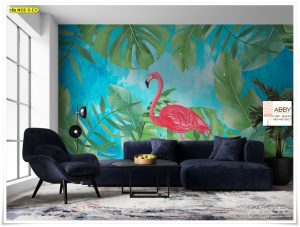 Wallpaper แต่งห้องลายนกฟลามิงโก้
