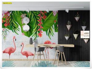วอลเปเปอร์แต่งห้องลายนกฟลามิงโก้