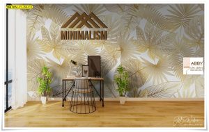 wallpaper แต่งห้องลายใบไม้สีขาว