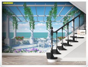 วอลเปเปอร์แต่งผนังวิวคาเฟ่ริมทะเล