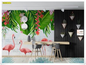 Wallpaper ติดผนังลายนกฟลามิงโก้