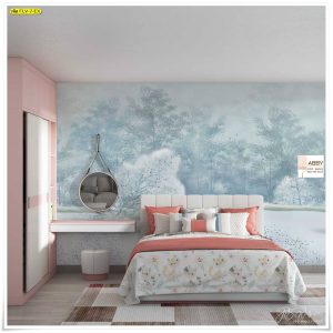 วอลเปเปอร์ติดผนังสีฟ้า