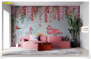 วอลเปเปอร์ติดผนังลายนกฟลามิงโก้
