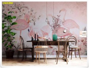 วอลเปเปอร์ตกแต่งผนังลายนกฟลามิงโก้