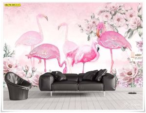 Wallpaperติดผนังลายนกฟลามิงโก้