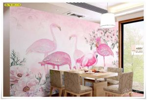 ภาพแคนวาสติดห้องลายนกฟลามิงโก้