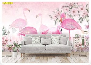 ภาพแคนวาสตกแต่งห้องลายนกฟลามิงโก้
