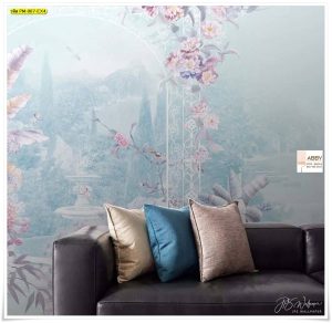 ภาพแคนวาสแต่งห้องสีฟ้าลายดอกไม้