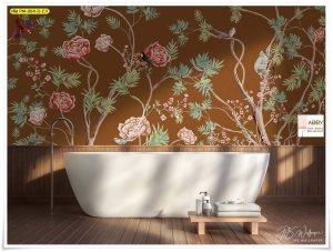 วอลเปเปอร์ติดห้องลายดอกกิ่งไม้แห้ง