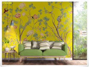 Wallpaper ติดห้องลายดอกไม้บนกิ่งไม้แห้ง