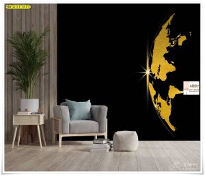 Wallpaper ติดผนังสำดำลายสีทอง