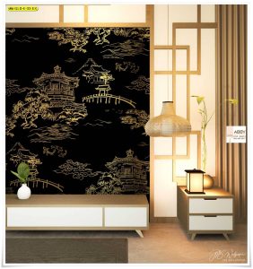 ภาาพแคนวาสติดผนังลายสีทอง