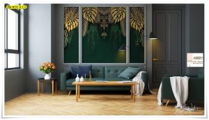 Wallpaper แต่งผนังลายใบไม้สีทอง