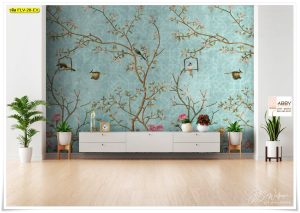 Wallpaper ติดผนังลายกิ่งดอกไม้