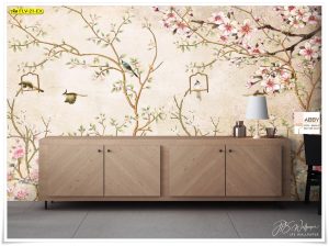 ภาพแคนวาสติดผนังลายดอกไม้บนต้นเล็ก