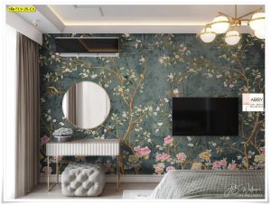 วอลเปเปอร์แต่งห้องลายดอกไม้แห้ง