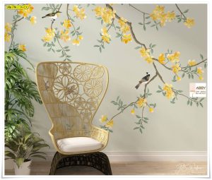 ภาพแคนวาสติดห้องลายดอกไม้เหลือง