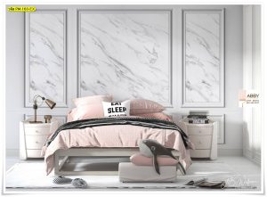 วอลเปเปอร์แต่งผนังห้องสีขาวลายหินอ่อน