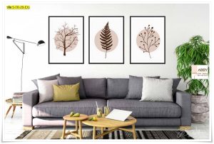 ภาพชุดผ้าแคนวาสแต่งผนังลายมินิมอล