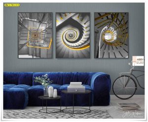 ภาพชุดผ้าแคนวาสแต่งห้องสีเทา