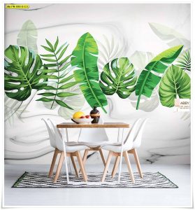 Wallpaper ติดผนังลายใบไม้