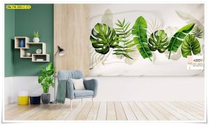 Wallpaper แต่งผนังลายใบไม้มินิมอล