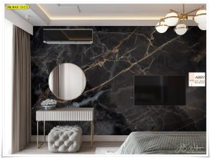 ภาพแคนวาสแต่งผนังลายหินอ่อนสีดำ