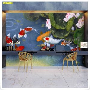ภาพแคนวาสแต่งผนังลายปลาคาร์ฟ