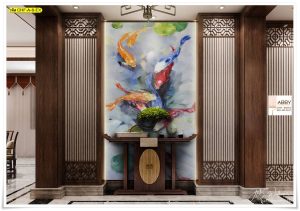 ภาพแคนวาสติดผนังลายปลาคาร์ฟ