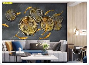 ภาพแคนวาสติดห้องเสริมฮวงจุ้ยลายปลาทอง