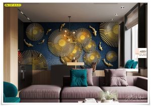 ภาพแคนวาสแต่งผนังห้องลายปลาสีทอง