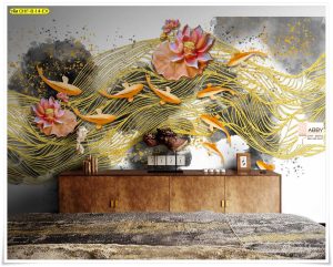 Wallpaperติดผนังลายปลาสีทอง