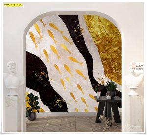 ภาพแคนวาสแต่งผนังลายปลาสีทอง