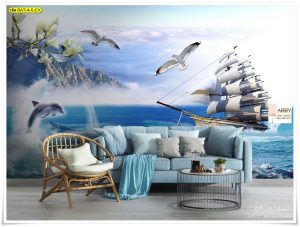 ภาพติดผนังลายเรือสำเภา