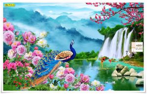 ภาพแคนวาสแต่งผนังลายนกยูง