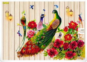 ภาพติดผนังสั่งพิมพ์ลายนกยูง