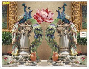 ภาพแคนวาสแต่งบ้านฮวงจุ้ยลายนกยูง